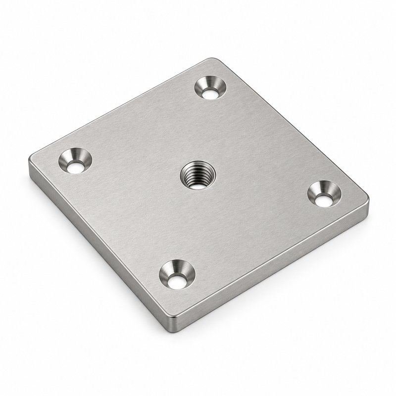 Rectangular Threaded Mounting Plate — Matte silver appearance