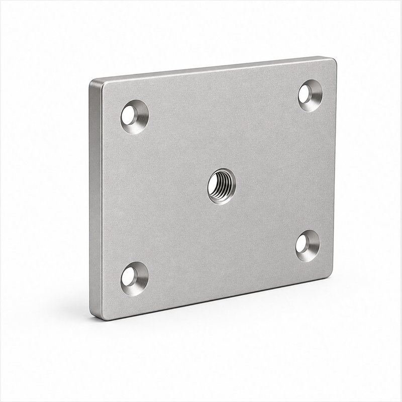 Rectangular Threaded Mounting Plate — Matte silver appearance