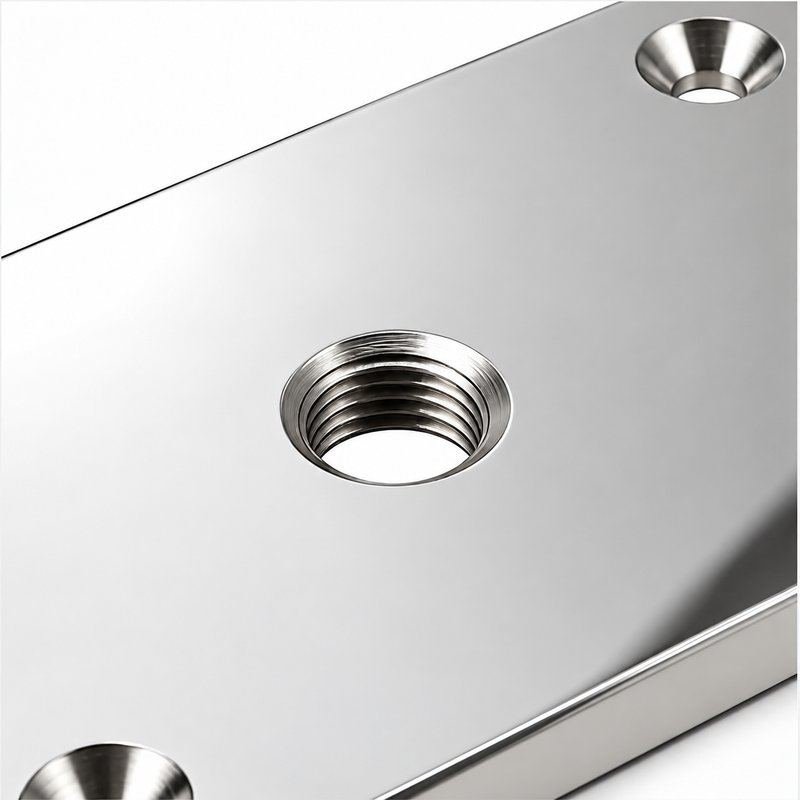 Rectangular Threaded Mounting Plate — Polished silver appearance