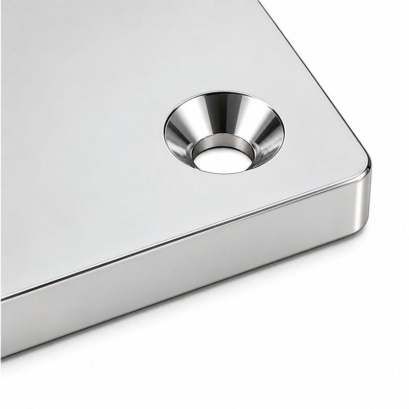 Rectangular Threaded Mounting Plate — Polished silver appearance