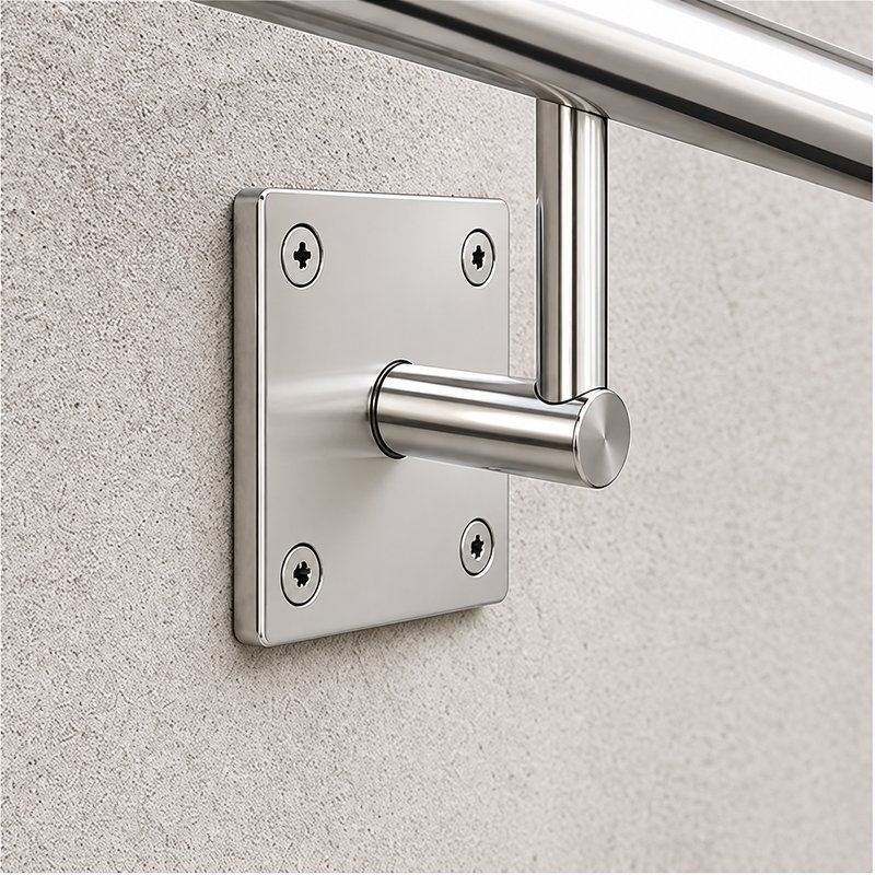 Rectangular Threaded Mounting Plate — Polished silver appearance