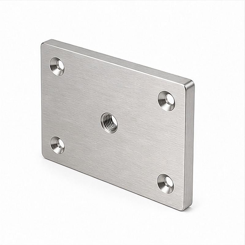Rectangular Threaded Mounting Plate — Silver appearance