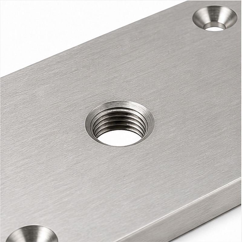 Rectangular Threaded Mounting Plate — Silver appearance