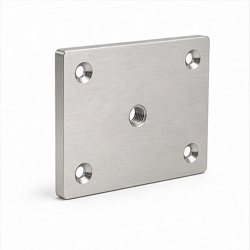 Rectangular Threaded Mounting Plate — Silver appearance