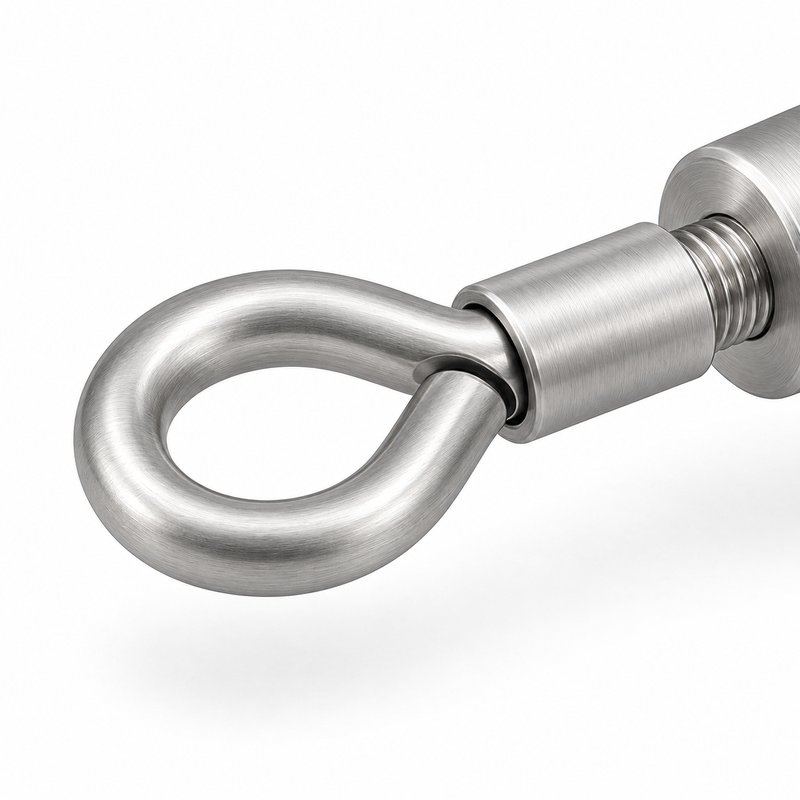 Round Flange Eye Cable Anchor — Fine brushed silver appearance