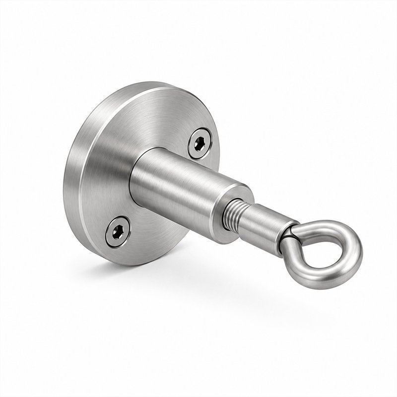 Round Flange Eye Cable Anchor — Fine brushed silver appearance