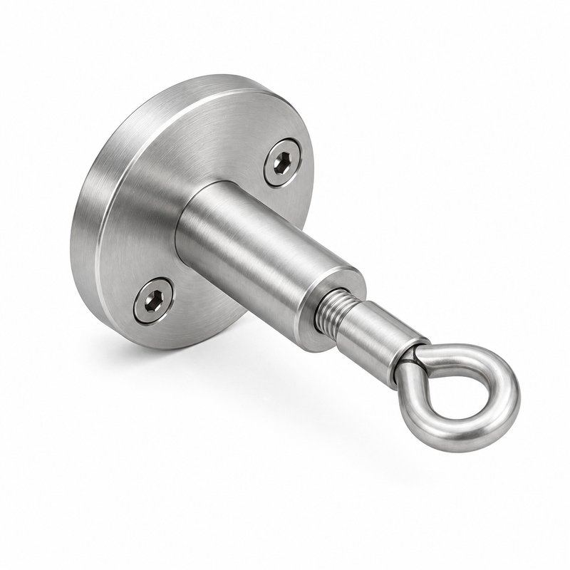Round Flange Eye Cable Anchor — Matte silver appearance