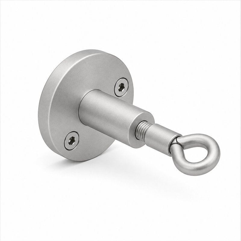 Round Flange Eye Cable Anchor — Matte silver appearance