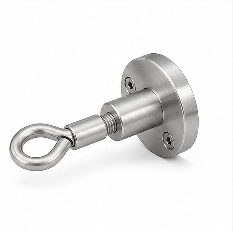 Round Flange Eye Cable Anchor — Silver appearance