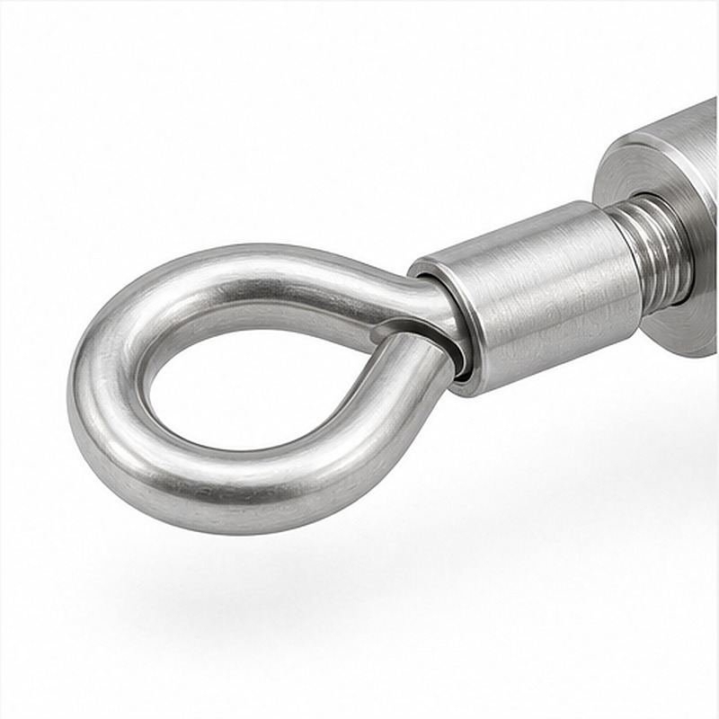 Round Flange Eye Cable Anchor — Silver appearance