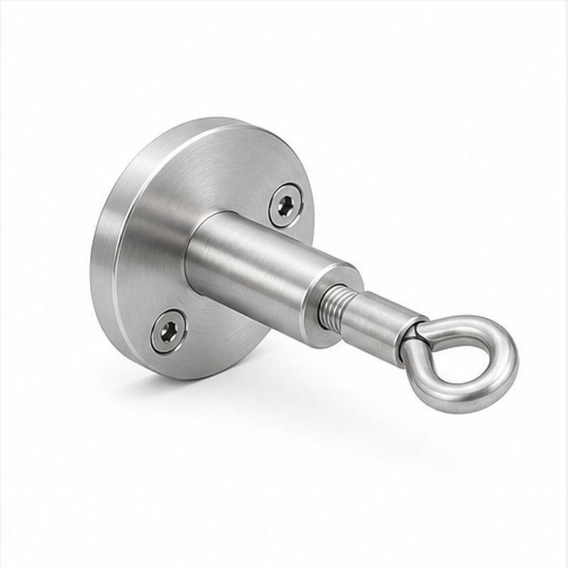 Round Flange Eye Cable Anchor — Silver appearance