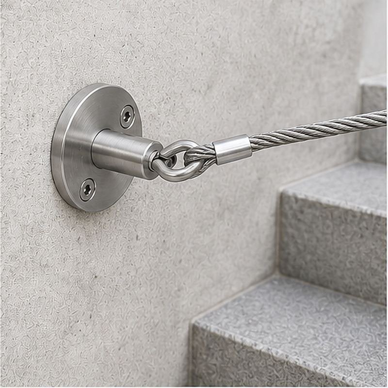 Round Flange Eye Cable Anchor — Silver appearance