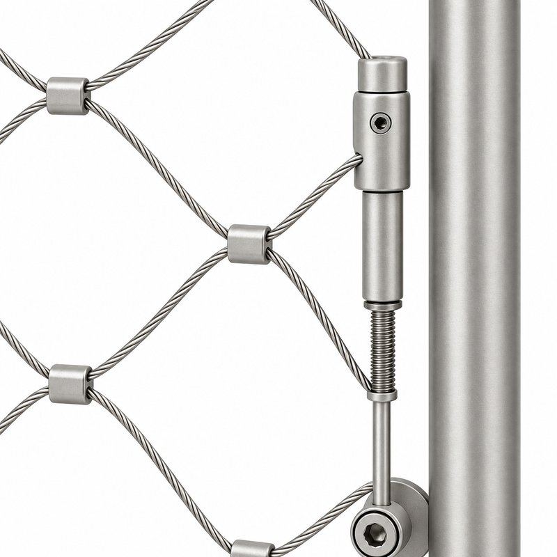 Round Post Cable Mesh Frame — Matte silver appearance