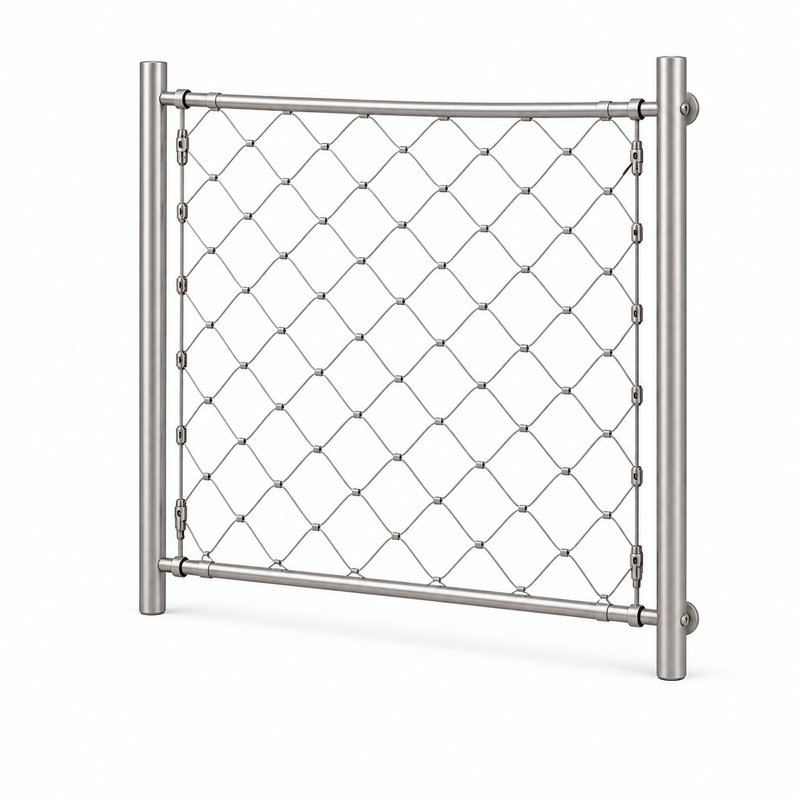 Round Post Cable Mesh Frame — Matte silver appearance