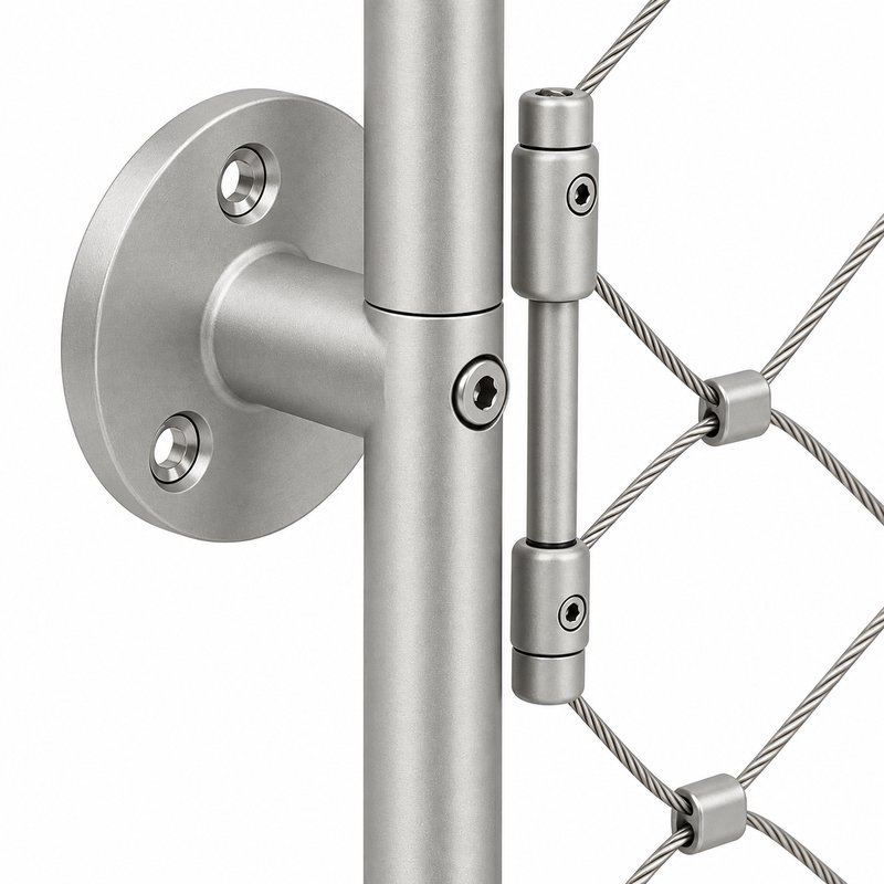 Round Post Cable Mesh Frame — Matte silver appearance