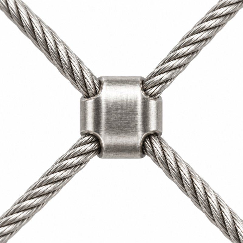 Round Post Cable Mesh Frame — Satin silver appearance