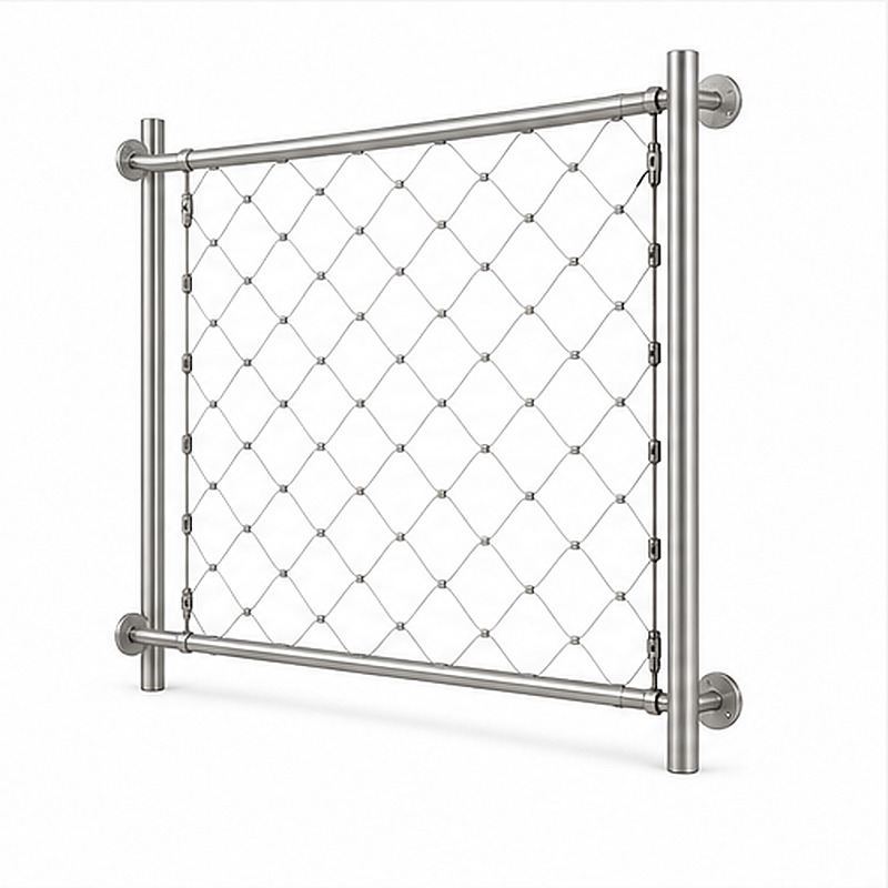Round Post Cable Mesh Frame — Silver appearance