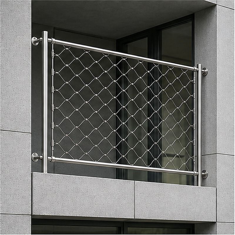 Round Post Cable Mesh Frame — Silver appearance