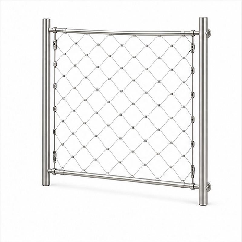 Round Post Cable Mesh Frame — Silver appearance