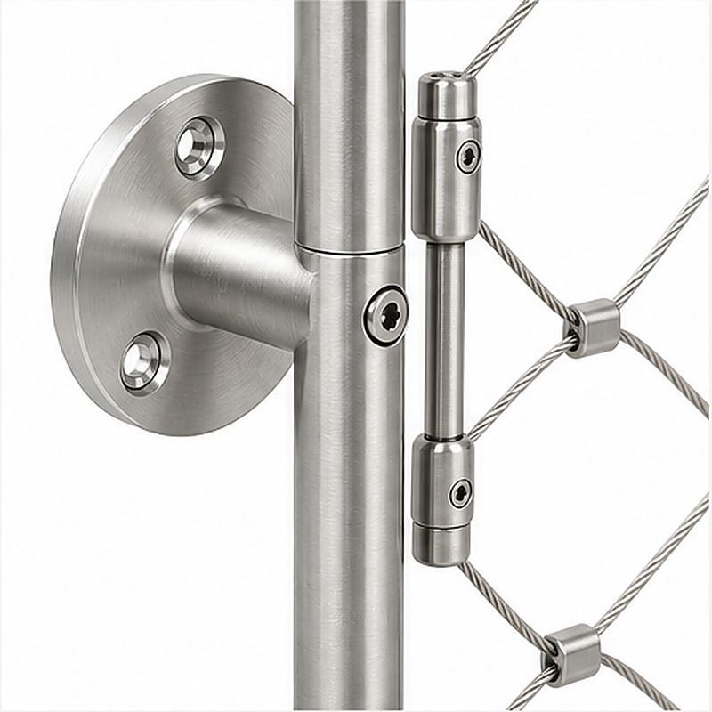 Round Post Cable Mesh Frame — Silver appearance