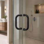 Matte Black Back-to-Back Shower Door Handle — Finish Concept