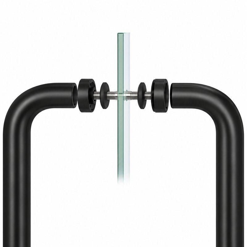 Matte Black Back-to-Back Shower Door Handle — Finish Concept