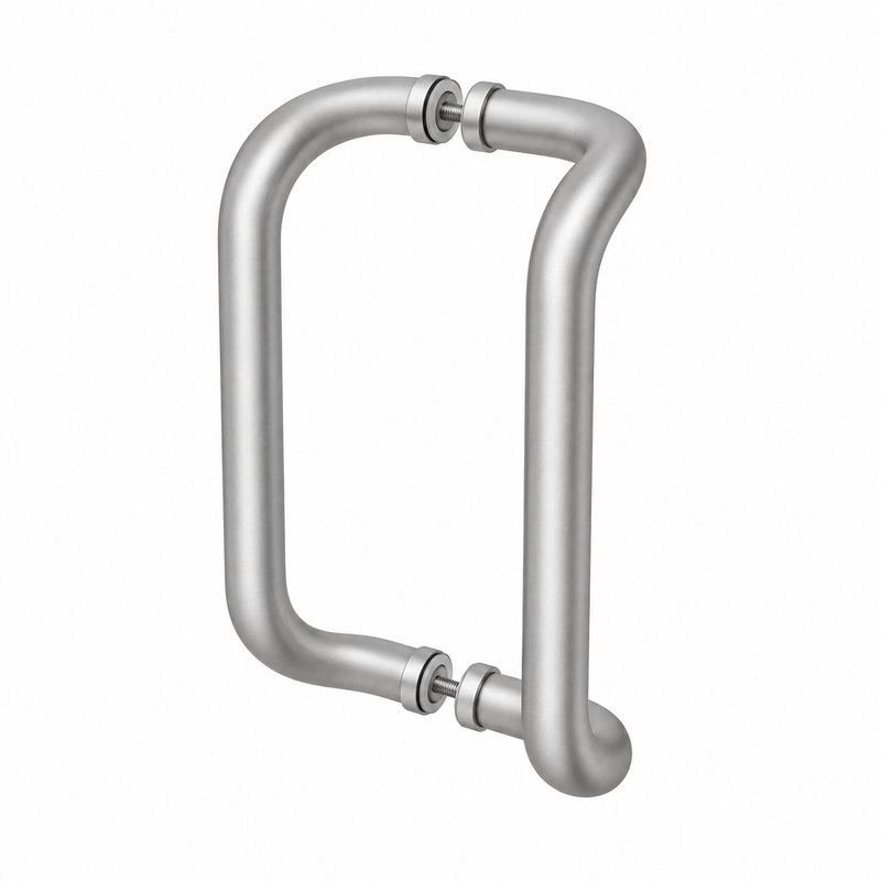Matte Silver Back-to-Back Shower Door Handle — Finish Concept
