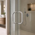 Matte Silver Back-to-Back Shower Door Handle — Finish Concept