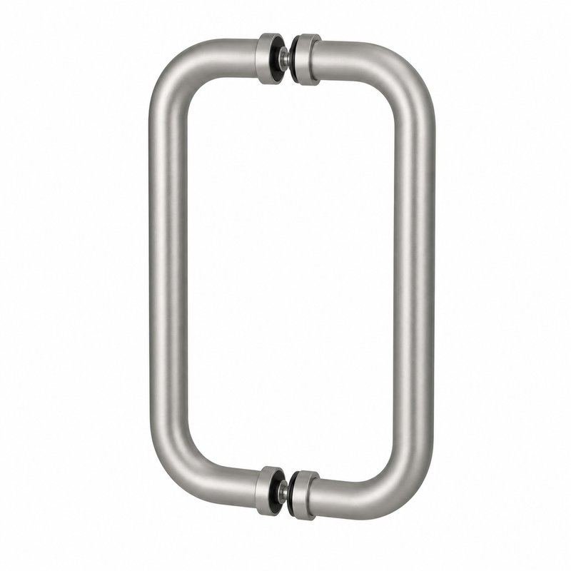 Matte Silver Back-to-Back Shower Door Handle — Finish Concept