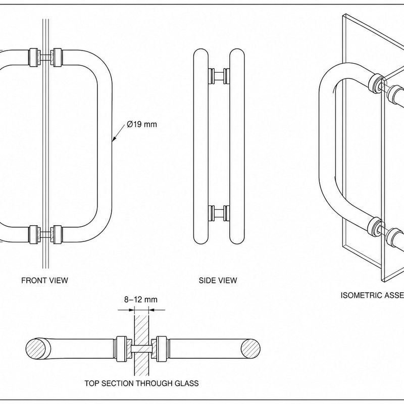 Matte Silver Back-to-Back Shower Door Handle — Finish Concept