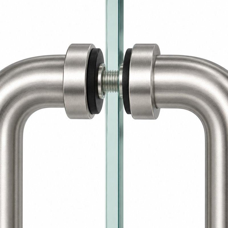 Matte Silver Back-to-Back Shower Door Handle — Finish Concept