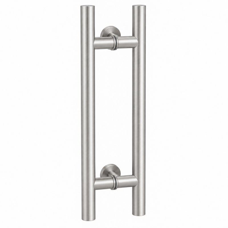 Matte Silver Ladder-Style Shower Door Handle — Finish Concept