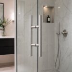 Matte Silver Ladder-Style Shower Door Handle — Finish Concept