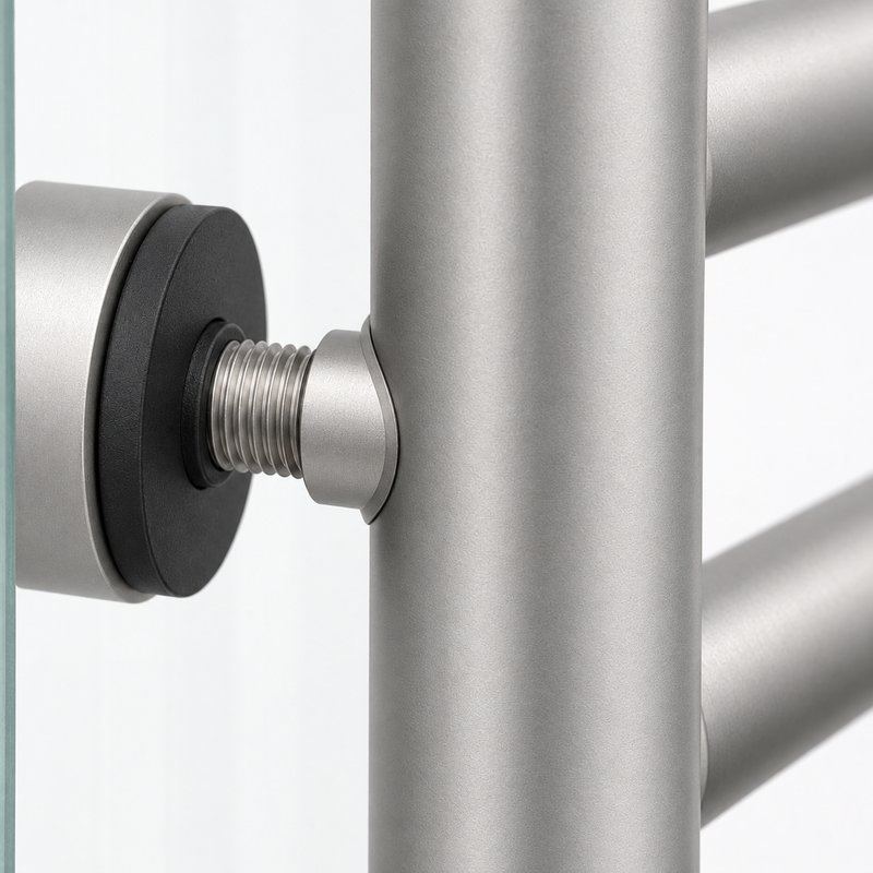 Matte Silver Ladder-Style Shower Door Handle — Finish Concept