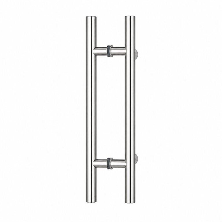 Polished Silver Ladder-Style Shower Door Handle — Finish Concept
