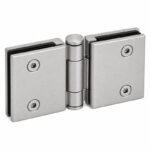 Matte Silver Double-Action Glass Shower Door Hinge — Finish Concept