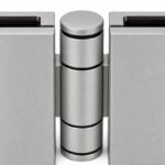 Matte Silver Double-Action Glass Shower Door Hinge — Finish Concept