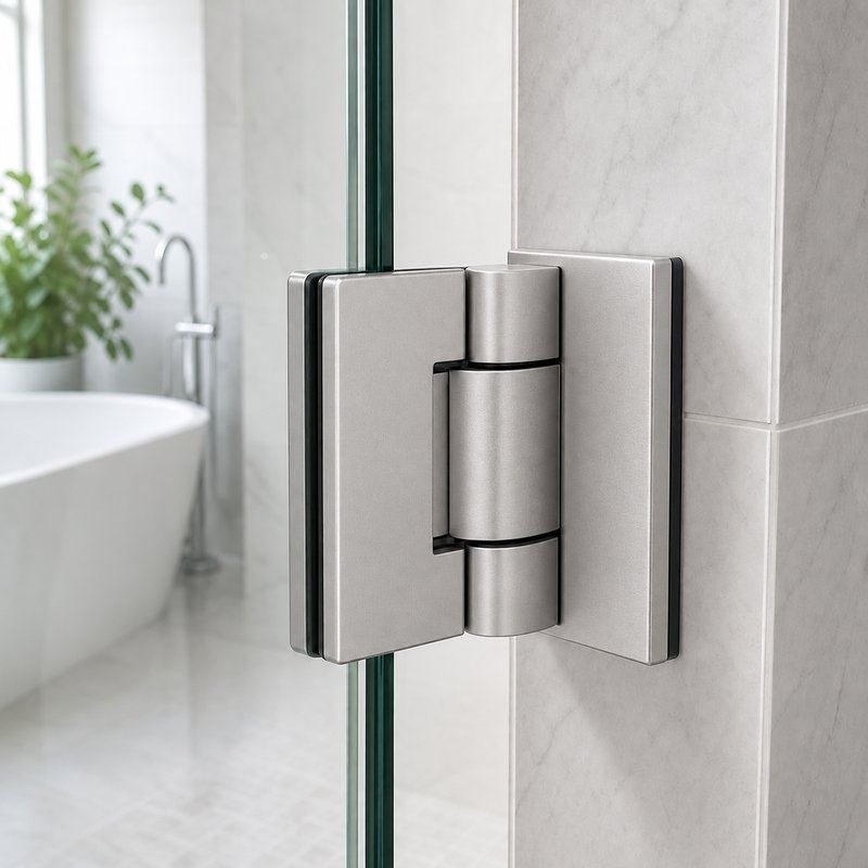 Matte Silver Heavy-Duty Shower Door Hinge — Finish Concept