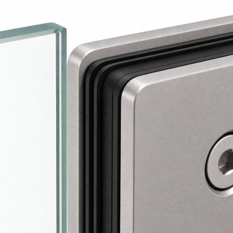Matte Silver Heavy-Duty Shower Door Hinge — Finish Concept