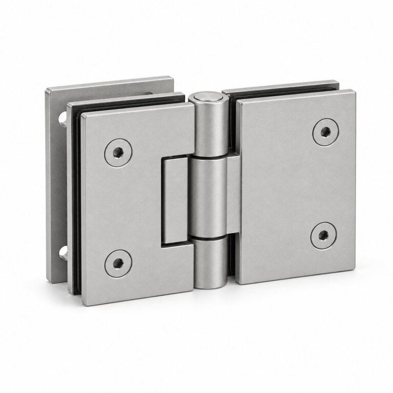 Matte Silver Heavy-Duty Shower Door Hinge — Finish Concept