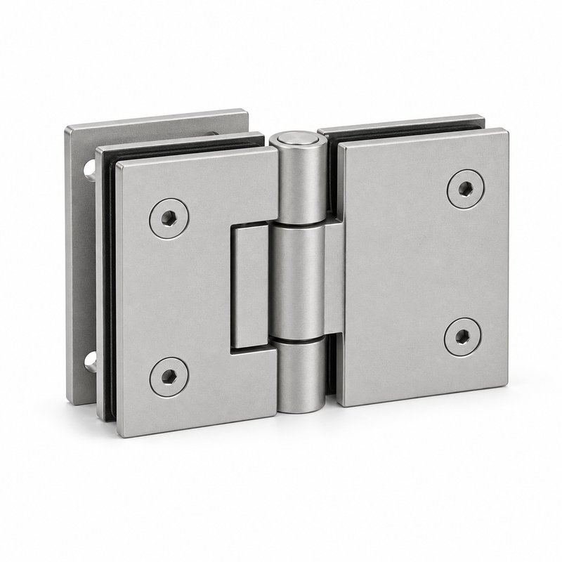 Matte Silver Heavy-Duty Shower Door Hinge — Finish Concept