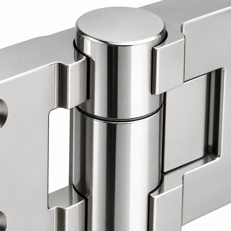 Polished Silver Heavy-Duty Shower Door Hinge — Finish Concept
