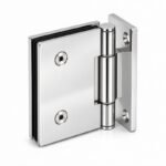 Polished Silver Self-Closing Glass Shower Door Hinge — Finish Concept