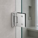 Polished Silver Self-Closing Glass Shower Door Hinge — Finish Concept
