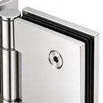 Polished Silver Self-Closing Glass Shower Door Hinge — Finish Concept