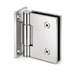 Polished Silver Self-Closing Glass Shower Door Hinge — Finish Concept