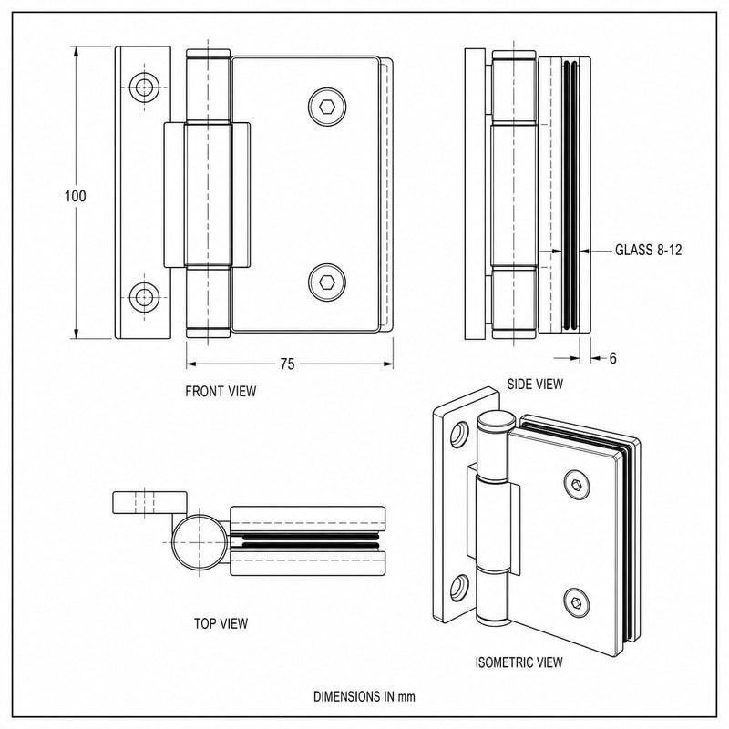 Self-Closing Glass Shower Door Hinge