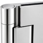 Polished Silver Soft-Close Frameless Shower Door Hinge — Finish Concept