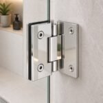 Polished Silver Square Back-Plate Shower Door Hinge — Finish Concept