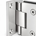 Polished Silver Square Back-Plate Shower Door Hinge — Finish Concept